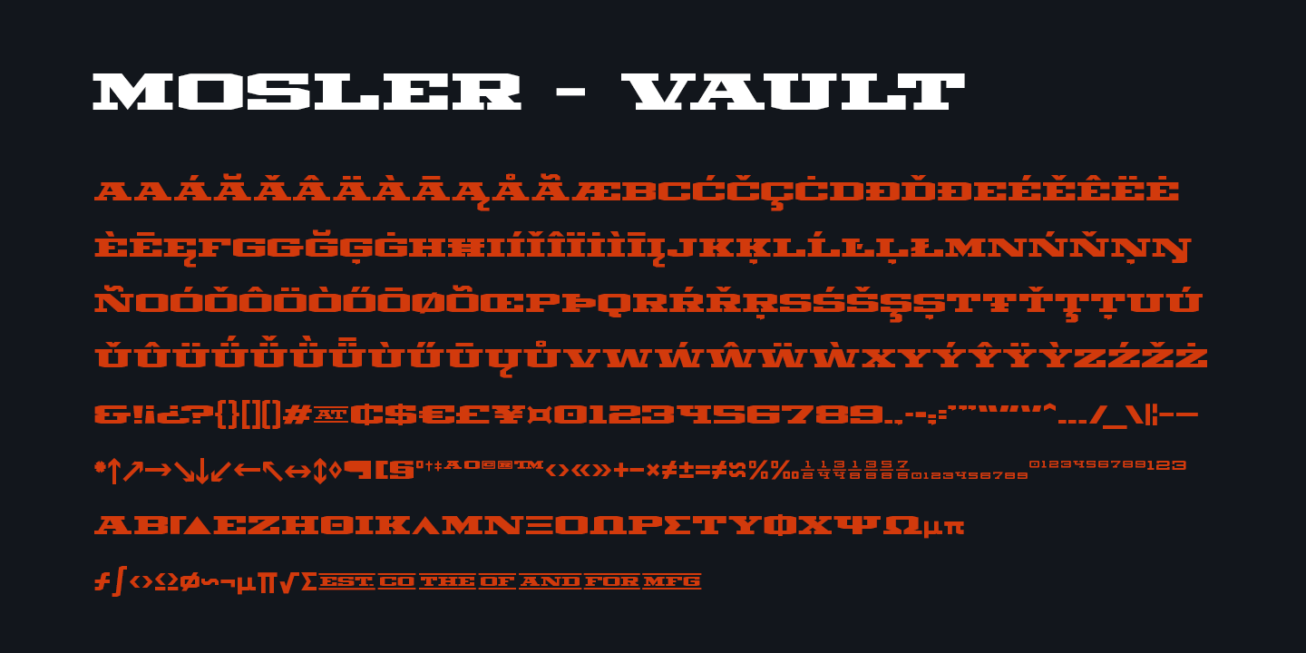 Пример шрифта Mosler Vault